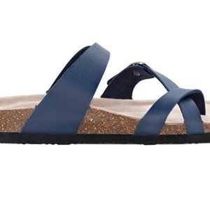 Leather Sandals,Adjustable Flat Casual Slippers